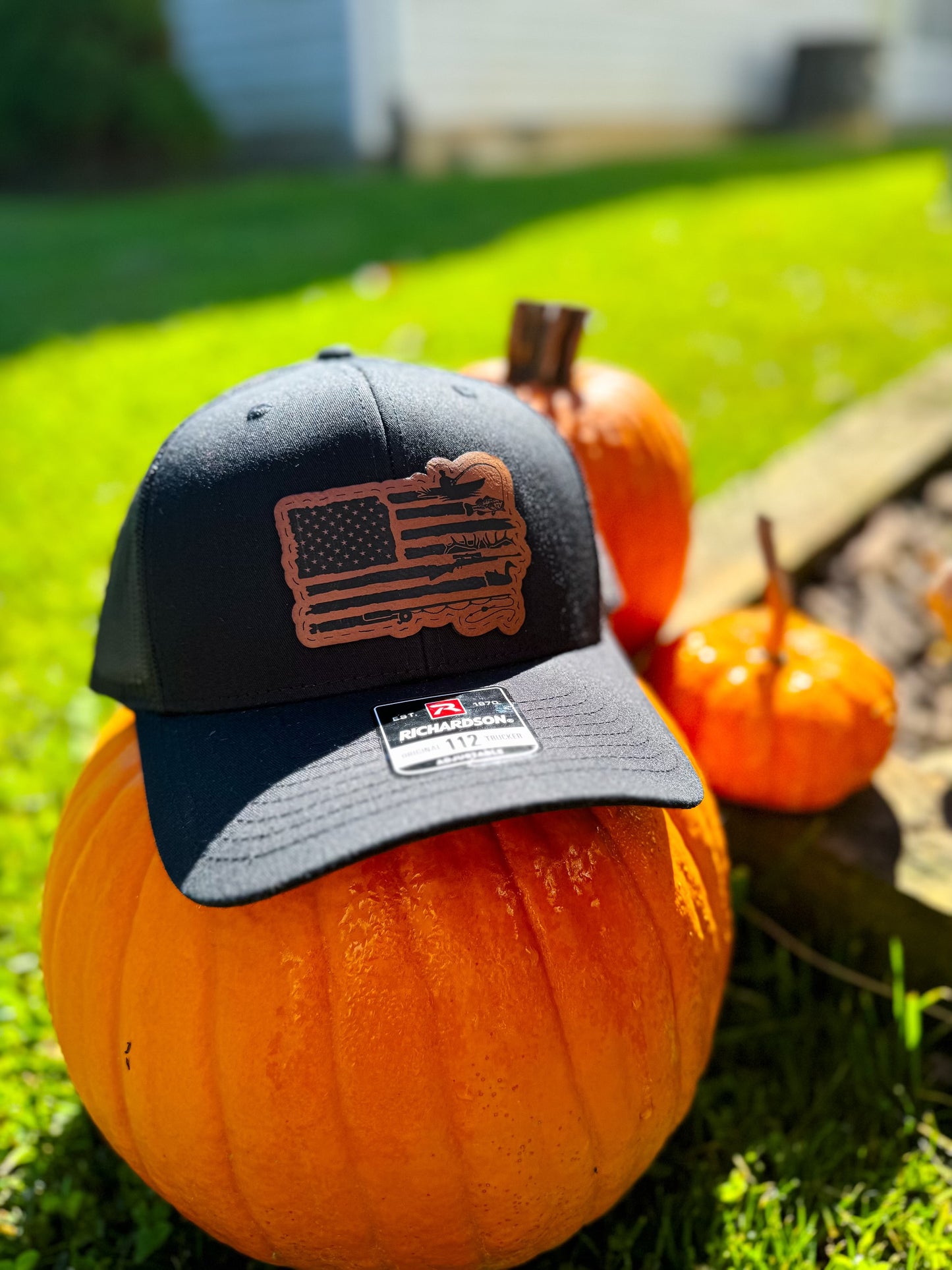 Black/Black Richardson 112 w/American Flag