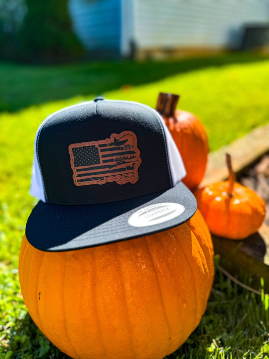 Black/White Trucker w/American Flag